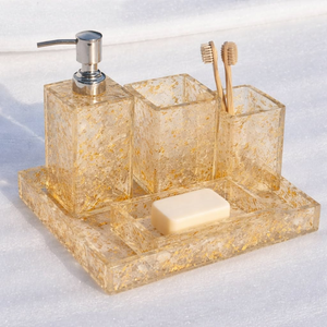 Accessoires faits à la main, ensemble de salle de bain en résine, design unique, plateau décoratif pour salle de bain, porte-savon, bonne qualité - Product Image 4