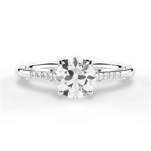 14K White Gold 2.72 CTW Round Lab Grown <b>Diamond</b> Engagement <b>Ring</b> with Shoulder Accent <b>Diamonds</b> - Product Image 1