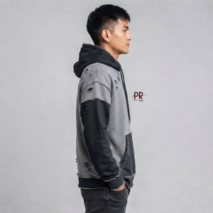 Sudadera con capucha para hombre, estilo desgastado, con tela suave, diseño moderno, ajuste cómodo, costuras duraderas y estilo urbano moderno para uso diario. - Product Image 4