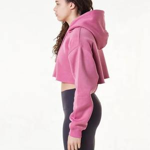 Sudadera Corta con Capucha para Mujer, Diseño Nuevo, Invierno, Estampada, Color Sólido, Algodón, Cuello Alto, Colores Personalizados, Alta Calidad - Product Image 4