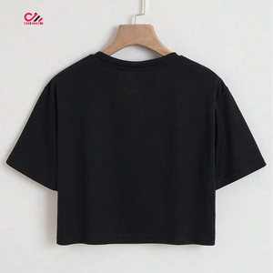 T-shirts courts pour femmes très vendus, imprimés, de haute qualité, 100 % coton respirant, service OEM, style streetwear - Product Image 2