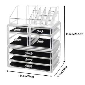 Organisateur de maquillage en plastique transparent avec 4 petits et 3 grands tiroirs - YS - Product Image 6