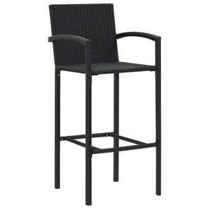 Ensemble de 2 tabourets de bar en rotin PE noir et acier thermolaqué, taille standard - Product Image 2
