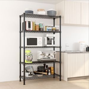 Black 5-Layer Plastic Coated <b>Iron</b> Shelf 180*90*35mm Storage Rack & Shelving Unit - Product Image 1