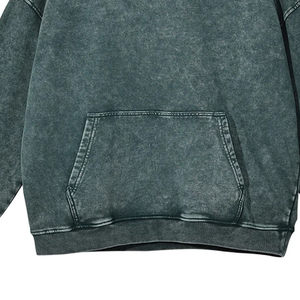 Hoodie tricoté sur mesure, délavé à l'acide et aux enzymes, coupe oversize, en molleton de coton épais, style vintage usé, streetwear homme, logo personnalisé - Product Image 6