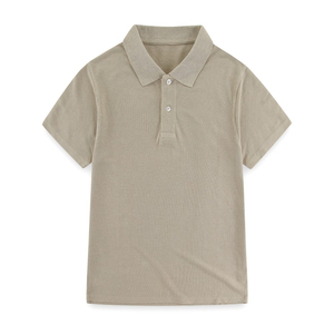 Nouveaux polos décontractés pour garçons, été-automne, col rond, double boutonnage, manches courtes, respirants, en toile, coupe classique, polyester - Product Image 1