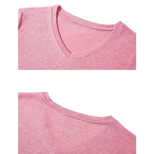 Camiseta de Manga Corta con Cuello en V para Mujer, 100% Algodón, Transpirable, de Secado Rápido, Tejido de Punto, Color Sólido, Corte Regular Informal, para Invierno - Product Image 5