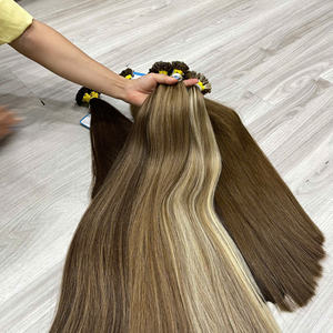 Precio de fábrica Cabello crudo Hueso Recto Punta plana Extensiones de cabello Muchos colores Cabello humano vietnamita Sin estafa Sin enredos - Product Image 1