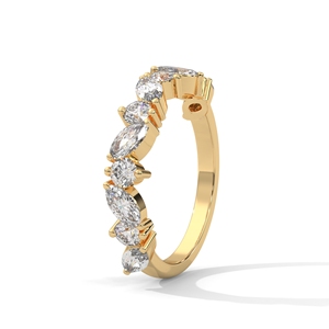 Bague en or pour femme avec diamants de laboratoire ronds, demi-bague éternité festonnée, bijoux pour mariée et occasions spéciales - Product Image 2