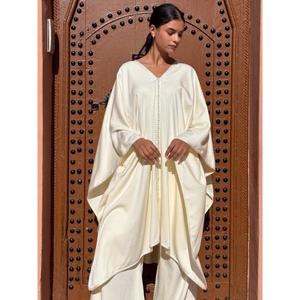 Caftán marroquí de terciopelo de seda Mlifa, hecho a mano, de primera calidad, fino, largo hasta el suelo, para fiesta de invierno, con silueta envolvente y escote en V, Aakaid - Product Image 6