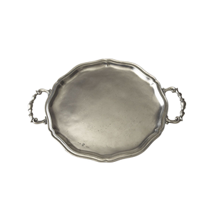 Plateau de service en métal poli avec bord festonné et deux poignées, plateau de service pour traiteur, plateau de service pour table de mariage, plateau de service pour collations - Product Image 1