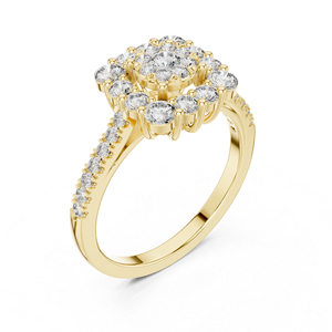 Bague de mariage en or rose 14 carats avec diamant de laboratoire rond pour femme |   Nouveau diamant cultivé - Product Image 3