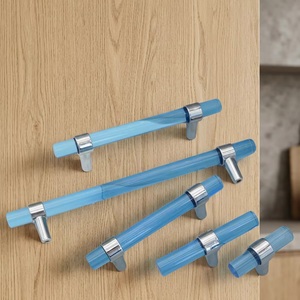 Modern Blue <b>Crystal</b> Round Bar Cabinet Handles for Kitchen Drawer Wardrobe Pulls Durable Nickel Eco-Friendly Hardware - Product Image 4