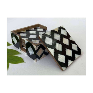 MOP Coasters for Brass Rim and coaster Handcrafted Item India Manufacturer for <b>square</b> Shape by blossom craft india - Product Image 4