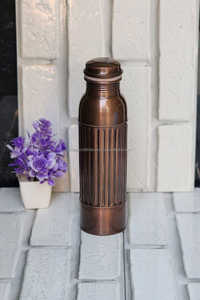 Juego de botellas de cobre pulido natural, único, saludable, Metal, vaso, empuñadura de vidrio, bebida directa, ebullición, aplicable, personalizable - Product Image 2