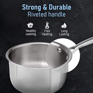 High Demand Stainless Steel Triply <b>Saucepan</b> 18cm 304 Grade Food Safe Cooking Pot for Soups Stews Boiling and Everyday - Product Image 5