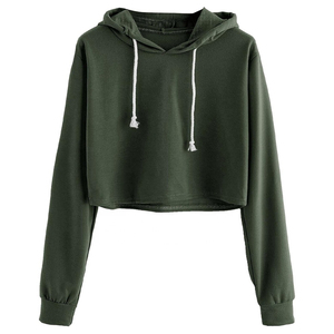 Customized High Quality Cotton Cropped Hoodie for Women Light Knitted <b>Winter</b> Season Hooded Crop <b>Top</b> - Product Image 5
