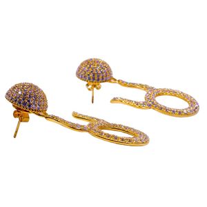 Gold Plated Moissanite <b>Drop</b> <b>Earrings</b> Number 8 Shape Women's Luxury Party Jewelry - Product Image 3