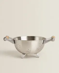 Efficient <b>stainless</b> <b>steel</b> <b>colander</b> with sturdy handles for effective water drainage while washing fruits vegetables grains - Product Image 3