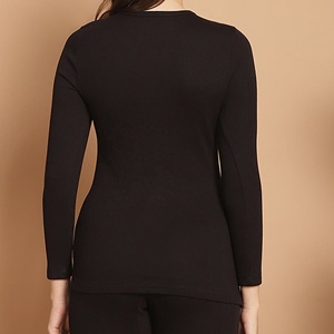 Customizable Women's Long Sleeve O-Neck <b>Crop</b> <b>Top</b> Appliques Hole Eco-Friendly Spandex/Cotton Fabric Streetwear T-Shirt BD - Product Image 2