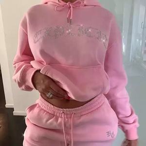 Econex Survêtement de sport en coton Pantalon de survêtement en diamant Joggers et sweats à capuche pour femmes Ensemble de survêtement unisexe Sweat-shirt à strass - Product Image 2