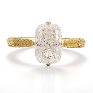 แหวนแต่งงานเพชรทรงคุชชั่นยาว 3 กะรัต ทองคำขาว 18K ได้รับการรับรองจาก IGI เพชรเพาะเลี้ยงสำหรับเจ้าสาว - Product Image 2