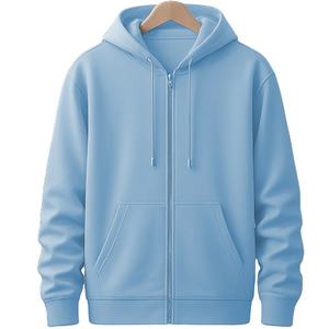 Sudadera con Capucha para Hombre de Alta Calidad, Poliéster y Felpa en el Interior, Logotipo Personalizado o OEM, Nueva, Talla Grande, Cierre de Cremallera, Primavera-Otoño, Color Liso - Product Image 1