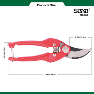 Sécateur de jardinage industriel DIY SONO G6207 de haute qualité, cisailles de taille à lame coupante, revêtement PTFE, lame tranchante en acier au carbone, métal robuste - Product Image 4