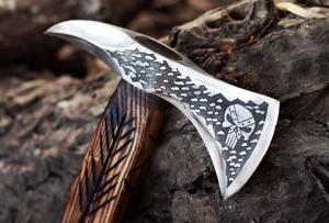 Custom Handmade High Carbon Steel Viking Tomahawk Industrial Grade Steel <b>Handle</b> 400mm 1.5kg Leather Sheath Camping Daily Outdoor - Product Image 4