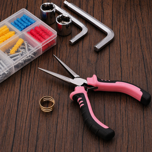 INTENSE SURGICAL INSTRUMENTS Mini 6-Piece Stainless Steel Jewelry Making <b>Pliers</b> <b>Set</b> (Needle Nose Long Nose Cutters) Pink Storage - Product Image 6