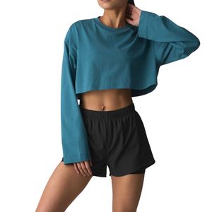 Top Corto de Manga Larga para Mujer, Sudadera Informal para Gimnasio, Ejercicio, Fitness, Ropa Deportiva Holgada, Top Suave, Logotipo Personalizado OEM, Venta al Por Mayor - Product Image 4