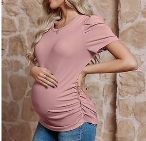 Camisetas de Maternidad para Mujer, Camisetas de Lactancia, Camisetas Casuales para Damas Embarazadas, Camisetas Lisas de Color Rosa, Transpirables - Product Image 5