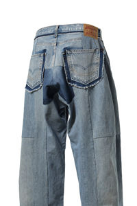 Pantalon cargo en jean 100 % coton délavé effet soleil, motif uni, respirant, style décontracté, plusieurs poches - Product Image 4