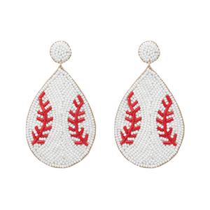 Pendientes Colgantes de Plata con Diseño Floral Intrincado Hecho a Mano con Cuentas para Mujeres Aficionadas al Béisbol, Ideales para el Día del Partido y Fiestas al Aire Libre - Product Image 1