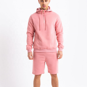 <b>Pink</b> Men Hoodie and Shorts Set 100% Cotton Zip Up Hooded <b>Sweatshirt</b> Casual Streetwear Lounge Outfit 2026 - Product Image 1