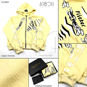 Excellent Fournisseur – Nouveauté : Sweat à Capuche Homme Style Urbain Jaune avec Fermeture Éclair Intégrale, Détails Manches Effet Vieilli et Motif Chaîne – Streetwear - Product Image 6