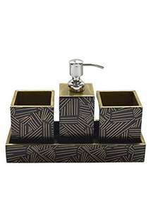 ชุดอุปกรณ์ห้องน้ำดีไซน์ทันสมัย ทำจาก MDF 4 ชิ้น พร้อมลายเคลือบเงา สำหรับบ้านและโรงแรม ที่วางแปรงสีฟัน ราคาประหยัด - Product Image 5