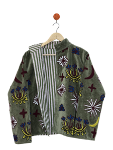 Custom Boho Floral Embroidered <b>Velvet</b> Suzani <b>Quilted</b> Eco-Friendly Breathable Cotton Women's Open Front Vintage Indian Handmade - Product Image 3