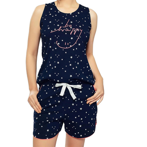 Conjunto de Pijama de Dos Piezas para Mujer, Ropa de Invierno de Algodón, Diseño Sólido, Top sin Mangas y Pantalones Cortos, Transpirable, Ecológico y Reversible - Product Image 6