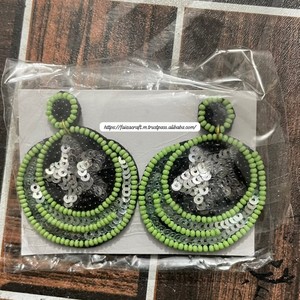 Beaded Earrings Embroidery Wholesale Hand Made Fashion blue Color Earrings <b>Artificial</b> Jewelry for Women Earrings <b>Best</b> Quality - Product Image 1