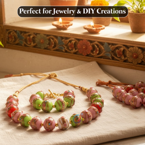 ลูกปัดแก้วลายประดับตกแต่งแบบแฮนด์เมด ความยาว 8 นิ้ว |   ลูกปัดหลากสีขนาด 16 มม. ทำมือสำหรับงานฝีมือและอุปกรณ์ DIY - Product Image 3
