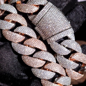 สร้อยคิวบันโมอิสซาไนต์ขนาด 20 มม. หรูหรา พร้อมตัวล็อคแบบสั่งทำพิเศษ สไตล์ฮิปฮอป เงินแท้ 925 ประดับโมอิสซาไนต์เต็มเส้น - Product Image 2