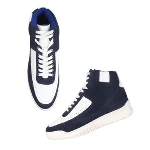 Bottes décontractées pour hommes bleues et blanches, chaussures modernes bicolores, design confortable à la cheville, idéales pour les voyages, la marche et le streetwear - Product Image 3