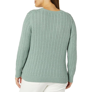 Suéter de Punto Acanalado Transpirable para Mujer, Cuello Redondo, Manga Larga, Estilo Casual, Tallas Grandes, Otoño-Invierno - Product Image 4