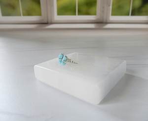 Boucles d'oreilles clous en larimar brut, larimar naturel, argent sterling, bijoux fins faits à la main, fournisseur en gros - Product Image 6