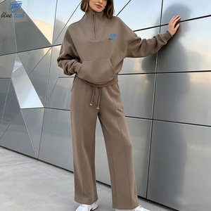Conjunto de Sudadera con Cierre de Cremallera y Pantalones Anchos para Mujer, Logotipo Personalizado, Chándal Informal, Proveedor Mayorista, Servicios OEM - Product Image 3