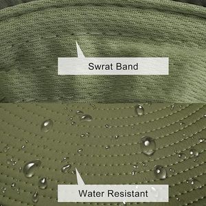 Men's Olive Green Bucket <b>Hat</b> Wide Brim Nylon Canvas Outdoor Sun Protection Adjustable Strap Solid Color Casual Spring <b>Summer</b> - Product Image 5