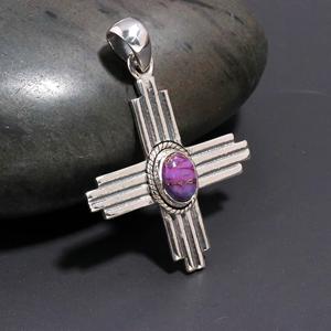 Handmade Classic Sterling Silver Statement Pendent Natural Charoite Gemstone Oval Shape Purple Stone Bezel Setting Weddings - Product Image 1