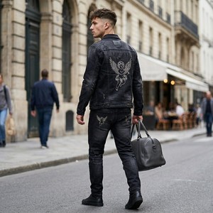 Wholesale High Quality Cotton Winter High Streetwear Mid Breathable Distressed Wash Straight Style Stonewashed Amiiry Denim - Product Image 4