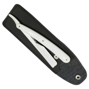 Navaja de afeitar Shavette de filo recto con mango de plástico blanco, marca privada, venta al por mayor de fábrica, con embalaje en bolsa - Product Image 5